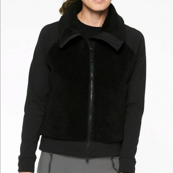 replay black sherpa coat